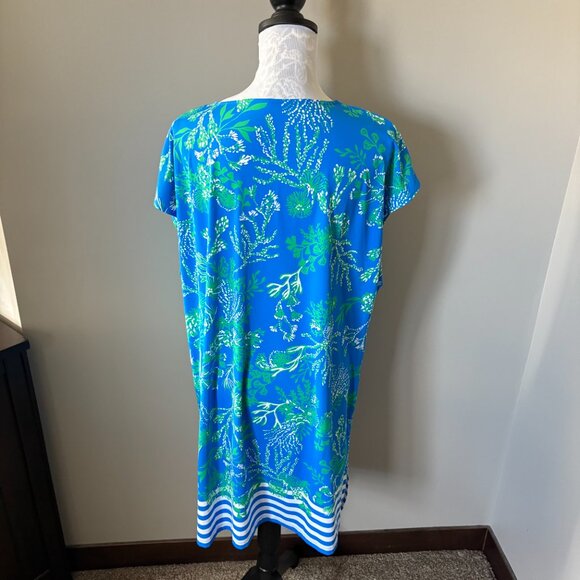 Lilly Pulitzer Talli V Neck Cover Up Dress Briny Blue A Bit Salty Xlarge - Picture 4 of 5